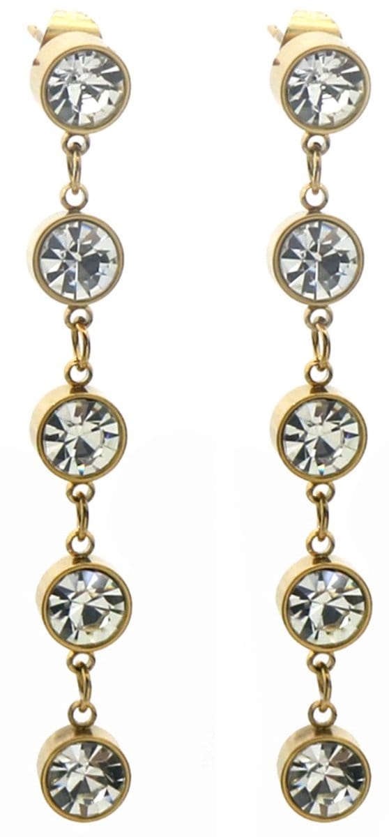 Oorbellen kristal - goudkleurig - 5 cm
