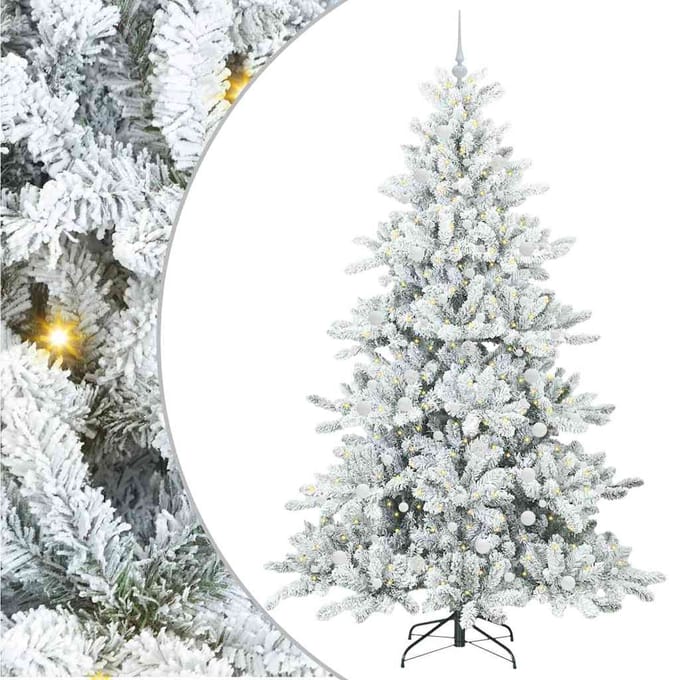 vidaXL - Kunstmatige - Hinged - Kerstboom - Wit - 240 - cm - PVC - en - Staal