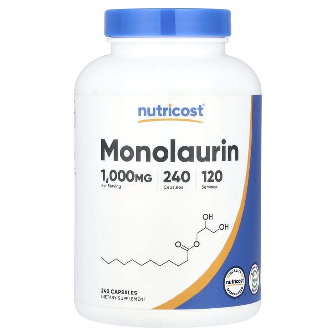 Nutricost, monolaurine, 1000 mg, 240 capsules (500 mg per capsule)