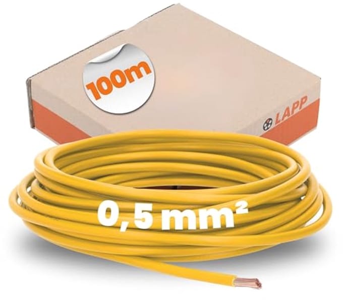 Kabeldraad H05V-K 1 x 0,50 mm² Geel - 100 m