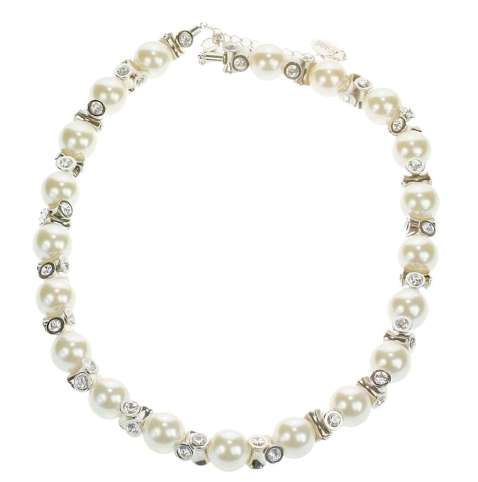 Behave - Klassiek parelcollier met steentjes - 41 cm + 5 cm verlengketting