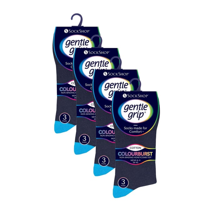 12 Paar Heren Gentle Grip Losse Boven Sokken | Extra Brede Niet-Elastische Sokken