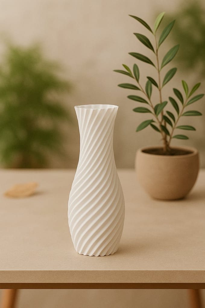3D geprinte vaas - Wit 17 cm - Helix