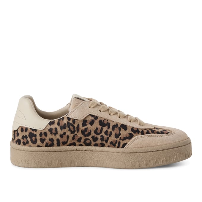 Tamaris Dames Leopard Bruin Suède Mode Veterschoenen