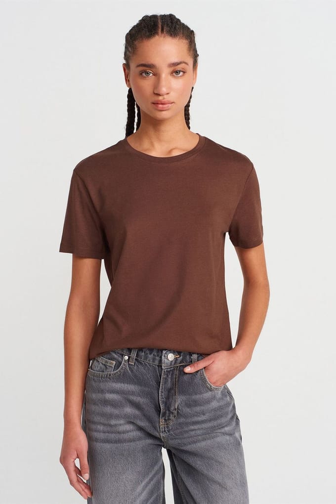 Dames Katoen Modal Crew Neck T-Shirt