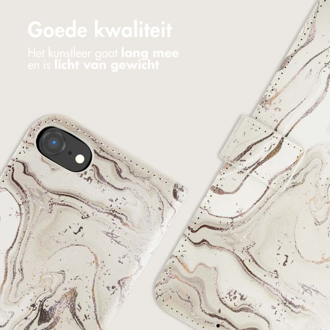imoshion Hoesje - Geschikt voor Apple iPhone 17e / 16e - Design Bookcase smartphone - Sandy Marble
