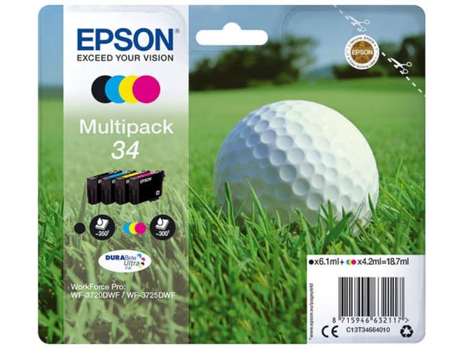 Epson Golfbal Multipack 4 Kleuren 34 - Durabrite Ultra Inktcartridges voor Printers | Kantoor Elektronica