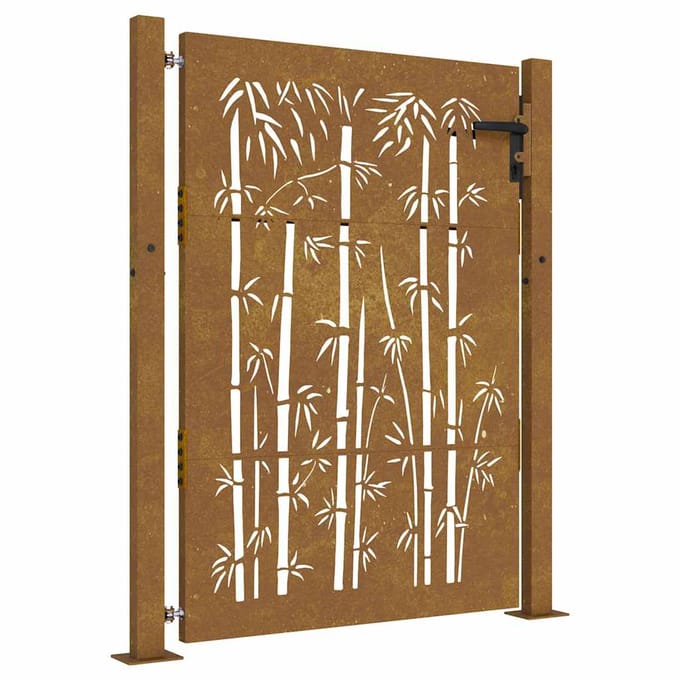 vidaXL - Poort - 100x150 - cm - bamboe-ontwerp - cortenstaal