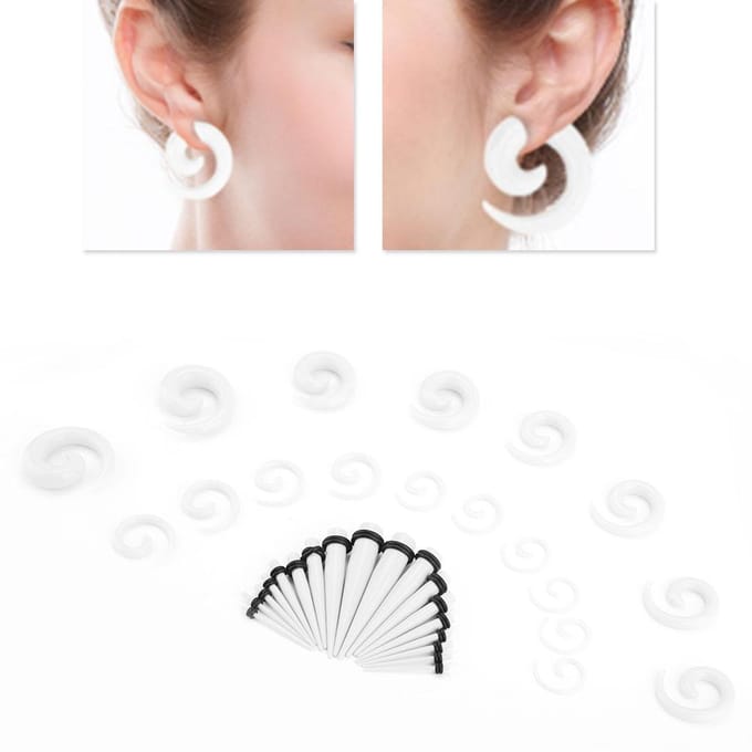 Acryl Oortapers Pluggen Slakvorm Oor Expansers Piercing Stud Sieraden Wit wit