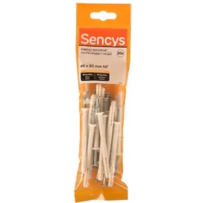 Sencys Nagelplug Nylon - Diam. 6x80mm - 20 Stuks