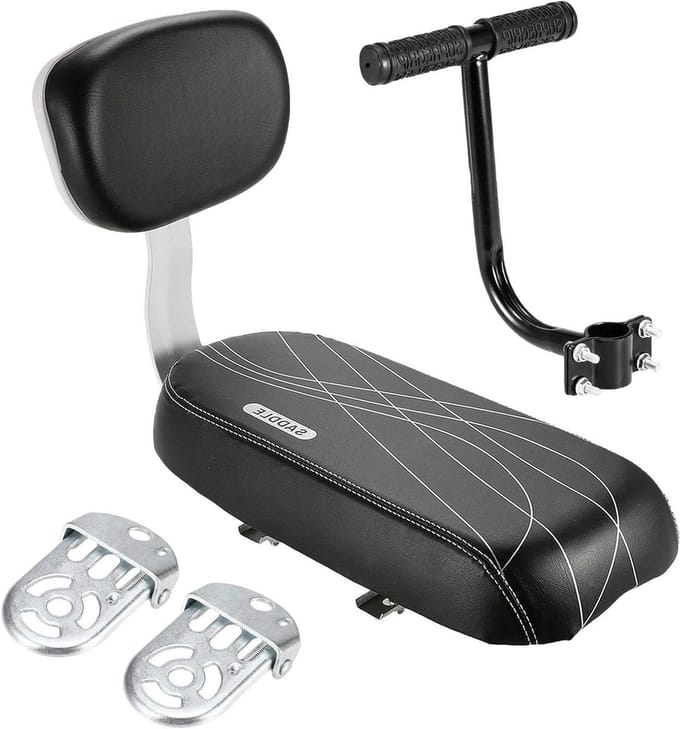 Kinderfietsstoel - Fietszitje Achter - Veilig Fietsen - Verstelbare Voetsteunen - 37 cm - Zwart