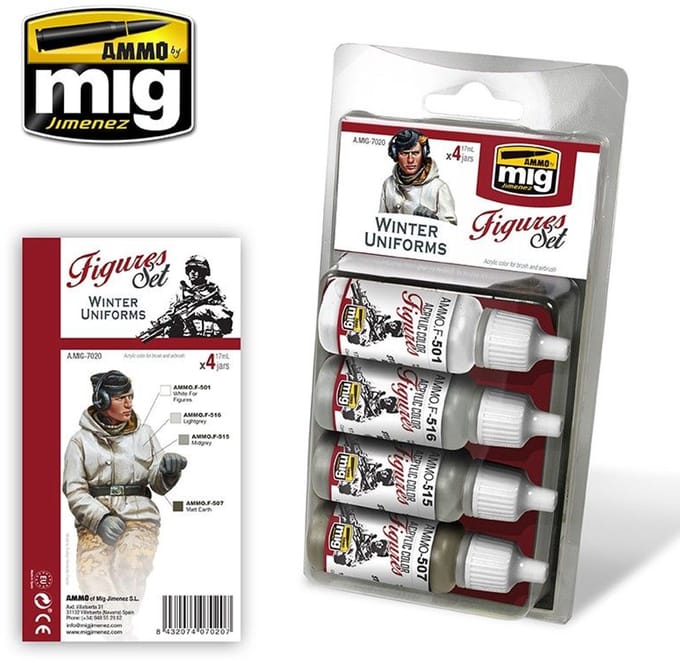 AMMO by Mig Jimenez Hobbyverf Acrylverf - MIG 7020 Winter Uniforms - Acryl Set Verf set - 4x 17 ml