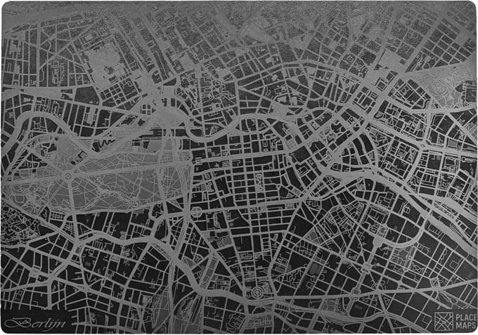 Place Maps Placemat Stadskaart Rome - Kunstleer - Zwart - 1 Stuk