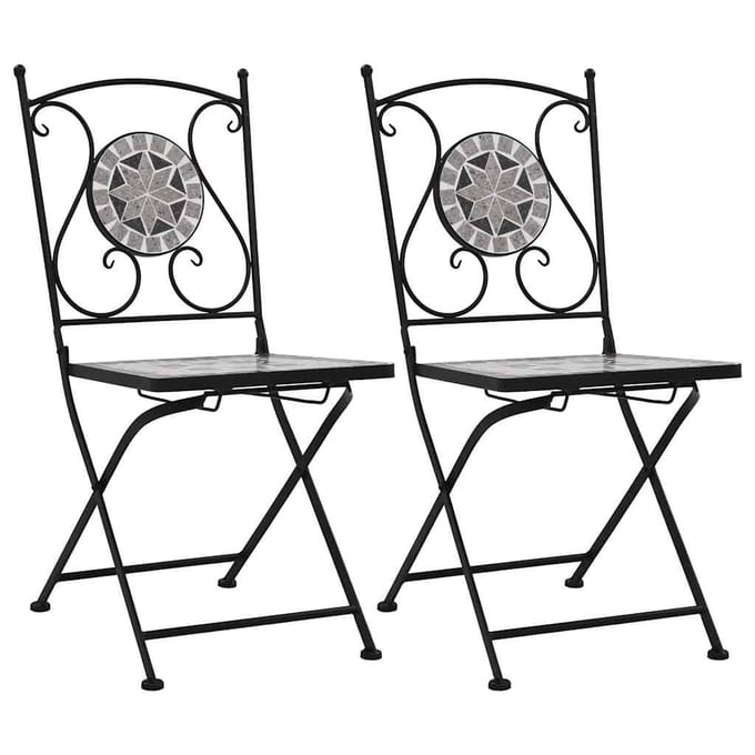 vidaXL - Mozaïek - klapstoelen, - 2 - stuks, - grijs
