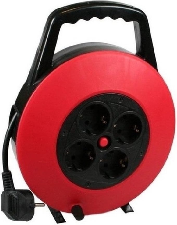 Benson Kabelhaspel - rood - 10 meter - 4x geaarde stopcontacten - verlengsnoer -stroomhaspels - kabelhaspels