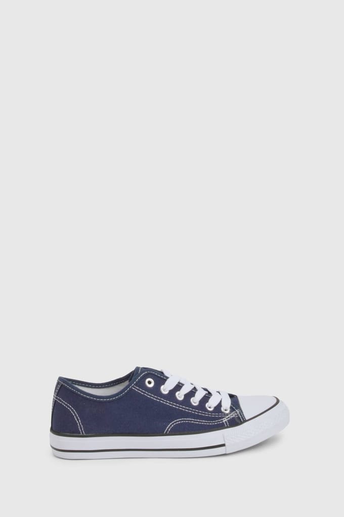 boohoo Dames Canvas lage trainers | Navy | Maat: 4