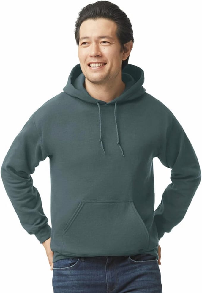 Heren Fleece Hooded Sweatshirt - Donkergrijs - M