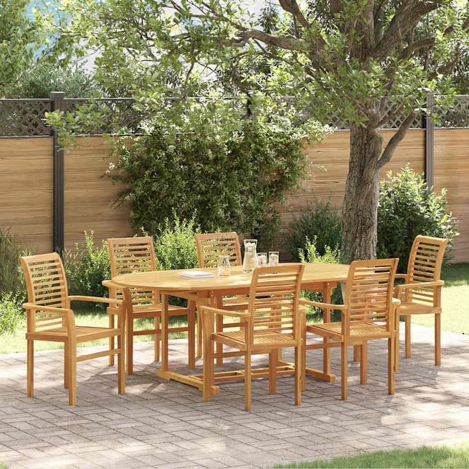 vidaXL - Tuin - Eettafel - Set - 7 - pcs - Bruin - Massief - Teakhout