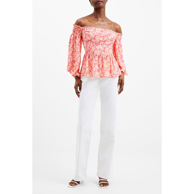 French Connection Cosette Smk Bardot Top Red Größe: XS | Blusen Outlet | Damen | Rot