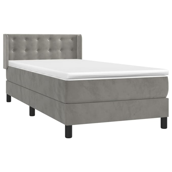 vidaXL - Boxspring - met - matras - fluweel - lichtgrijs - 80x200 - cm