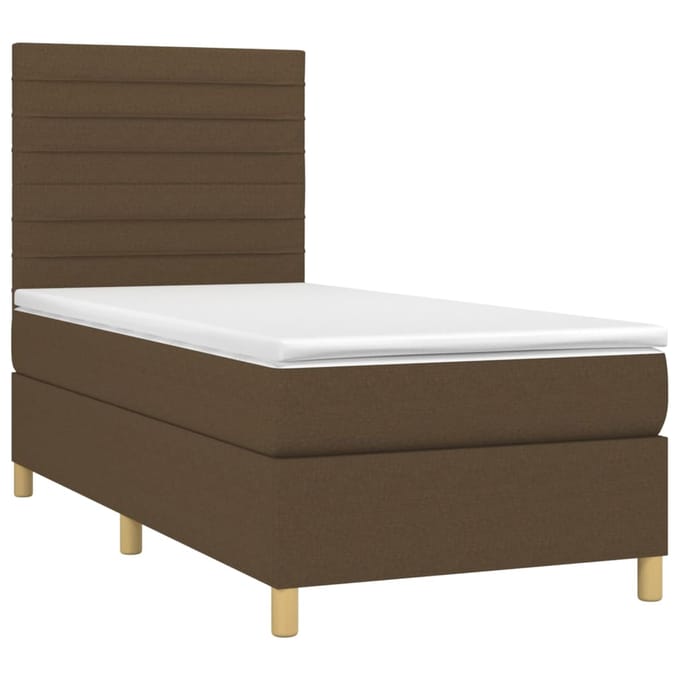 vidaXL - Boxspring - met - matras - en - LED - stof - donkerbruin - 80x200 - cm