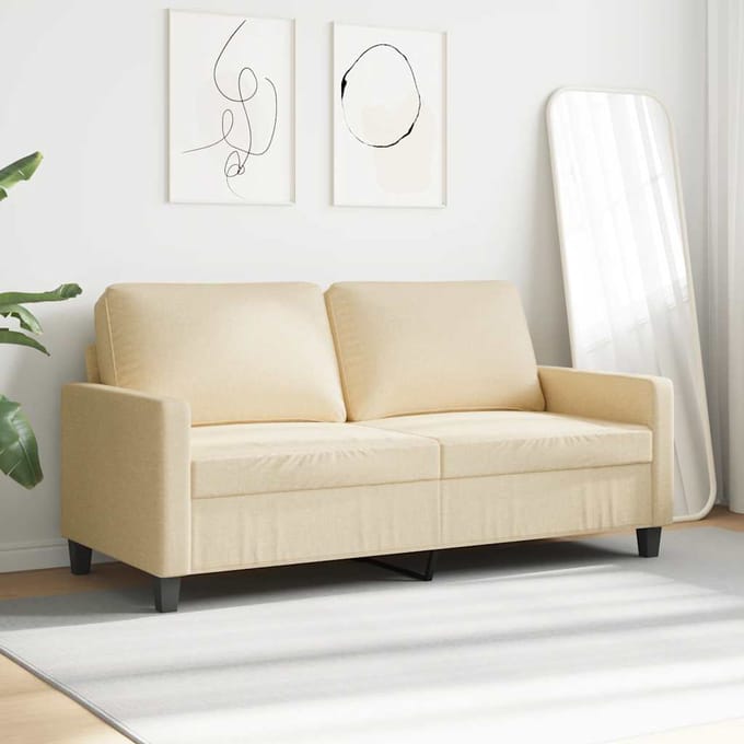 Vidaxl 2-Persoons Bank, Crème, 140 Cm, Bekleed met Stof