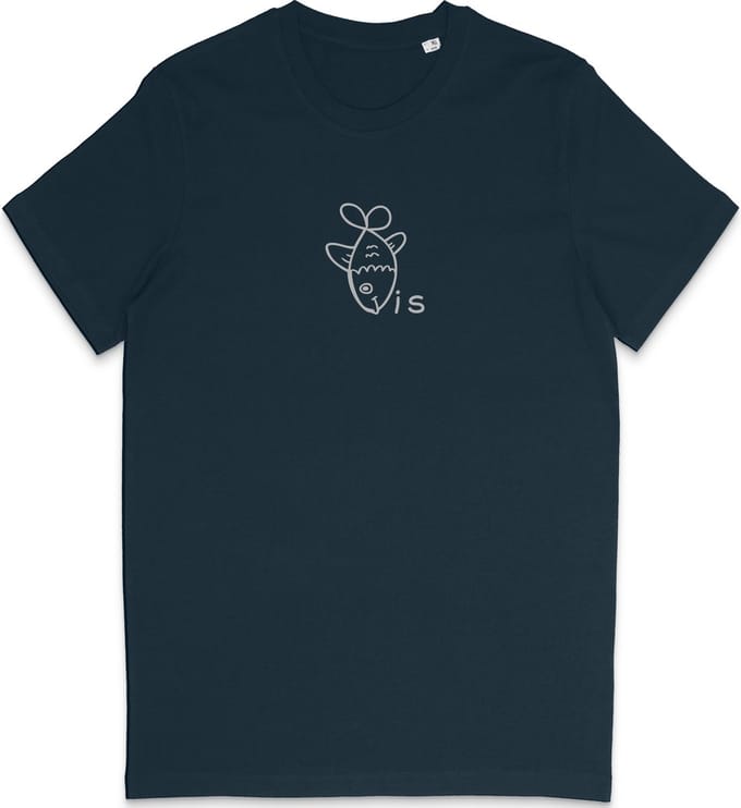 Dames Heren T Shirt -Grafische Vis Print - Blauw - S