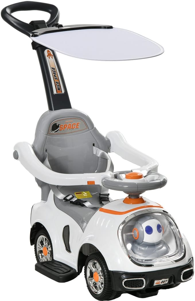 AIYAPLAY-Rijauto met glijbaan-PP-89 x 44,5 x 84 cm-Wit