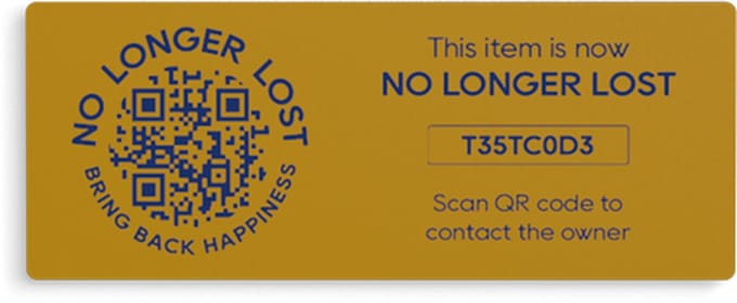 NoLongerLost - Koffer Stickers (x2) - Slimme Sticker groot rechthoekig (6.5 cm x 2.5 cm)- Geel - Unieke QR code - Tracking