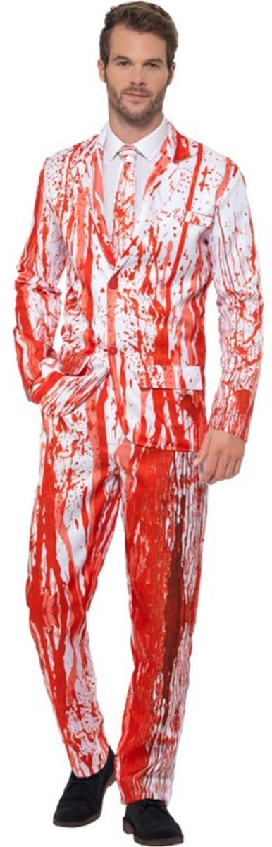 Smiffys - Blood Drip Suit Kostuum - M - Wit/Rood