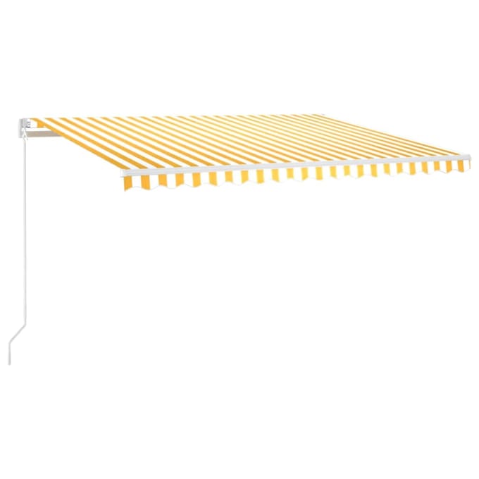 vidaXL - Luifel - handmatig - uittrekbaar - met - LED - 400x300 - cm - geel - en - wit