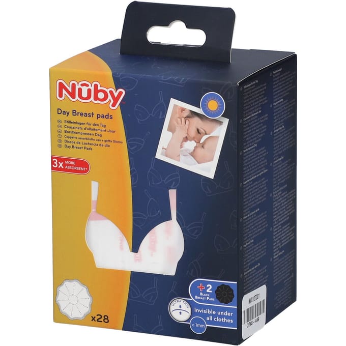 Nûby - Absorberende Wegwerp Borstkompressen voor Dag - Wit 28st - Zwart 2st