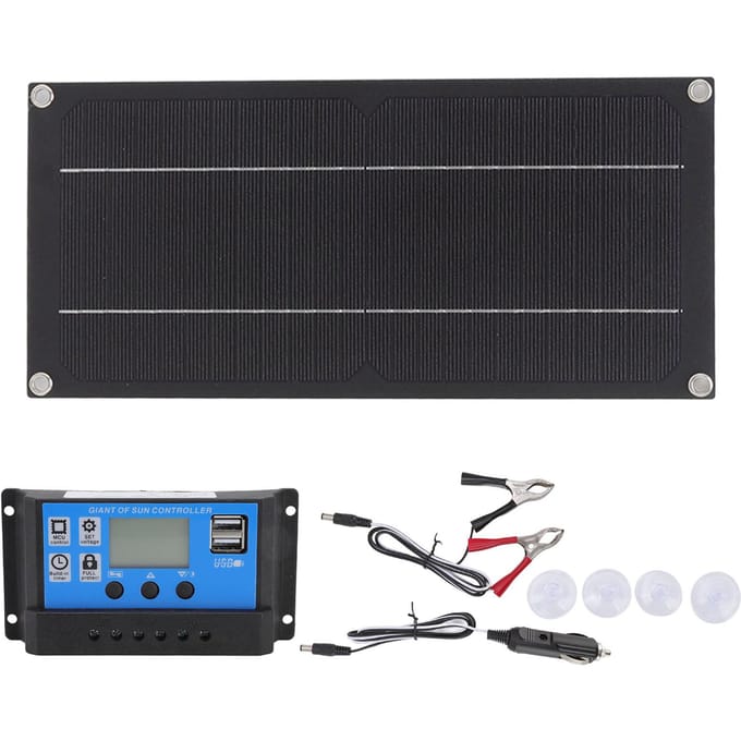 60W 18V Zonnepaneel Kit 100A Batterijlader Controller Batterij Oplaad Kit voor Buiten Landbouw wit