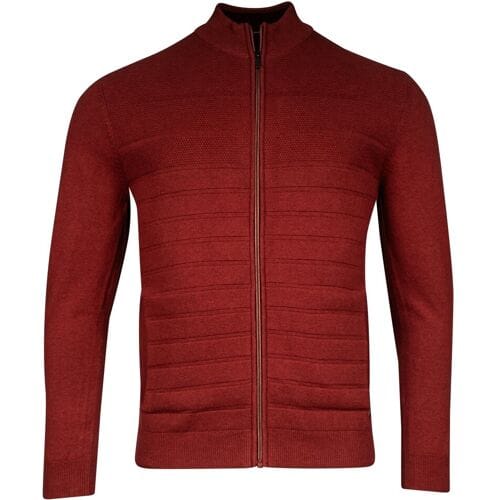 Baileys Vest Cardigan Zip Front Uni Color Multi Structure Knit Deep Red / male