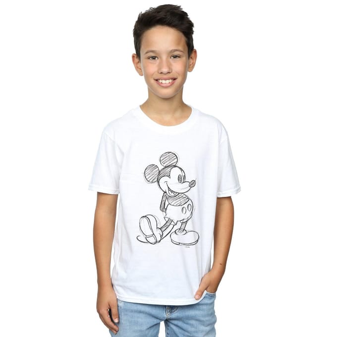 Disney Jongens Mickey Mouse Sketch Kick T-Shirt (Wit)