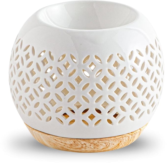 Geurbrander - aromabrander - wit - keramiek - Qianbi