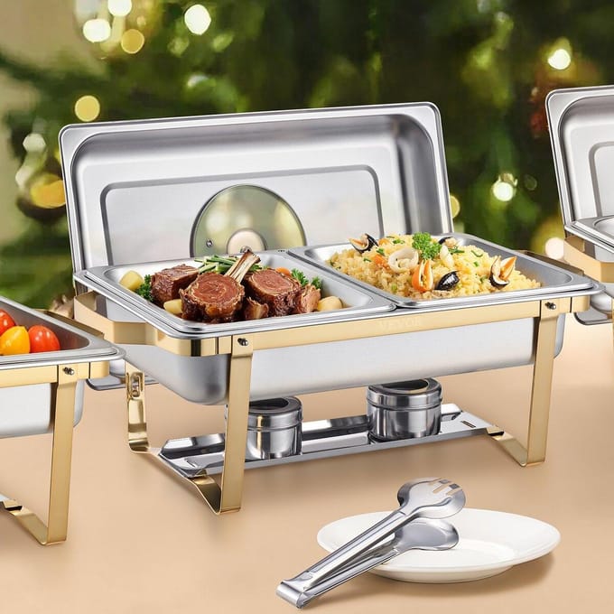 4 Qt 2 Pak Rechthoekige Bain-Marie Buffet Set Halfgrootte Pan Roestvrij Staal