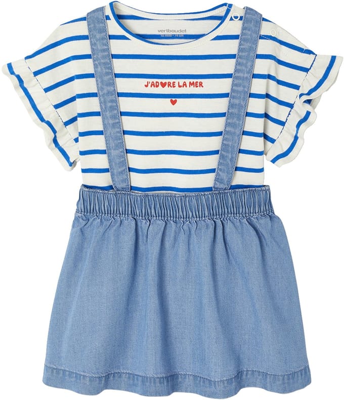 Vertbaudet T-shirt + rok met bretels babyset