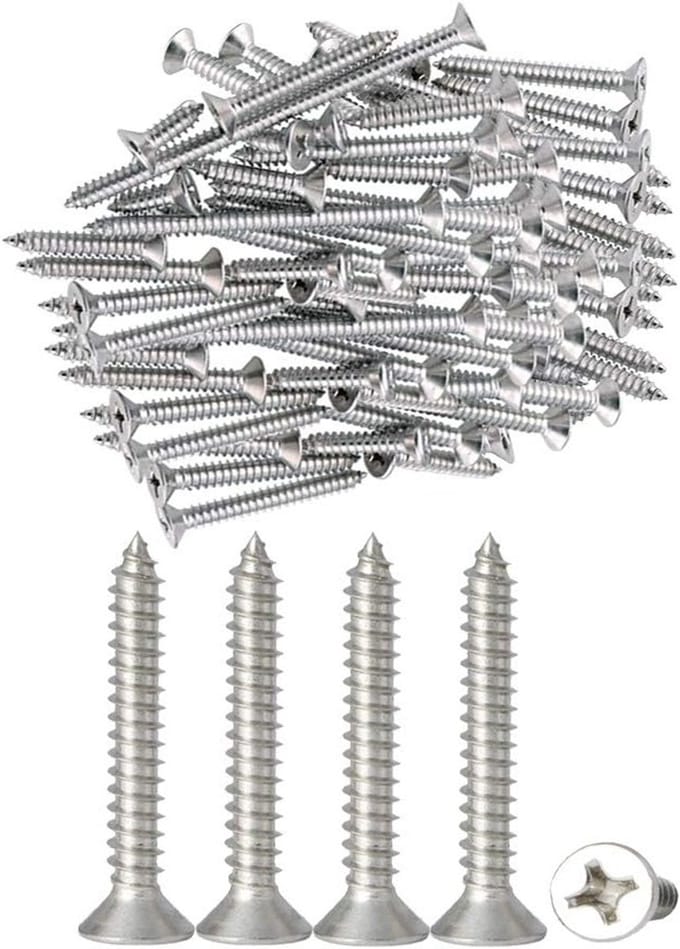 RVS Zelftappende Schroeven 30mm - Phillips Platkop voor Houtbewerking (100 stuks)