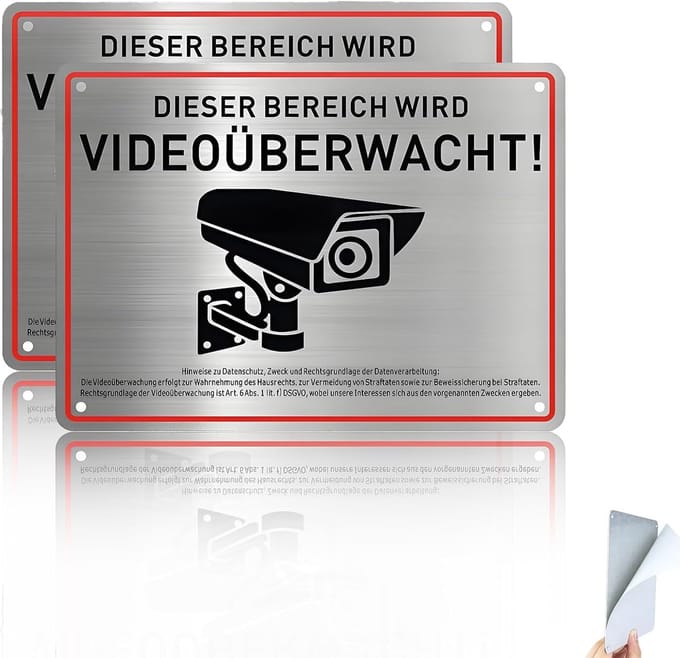 2 stuks Camerabewaking Bordje - Aluminium - Met Melding Toezicht