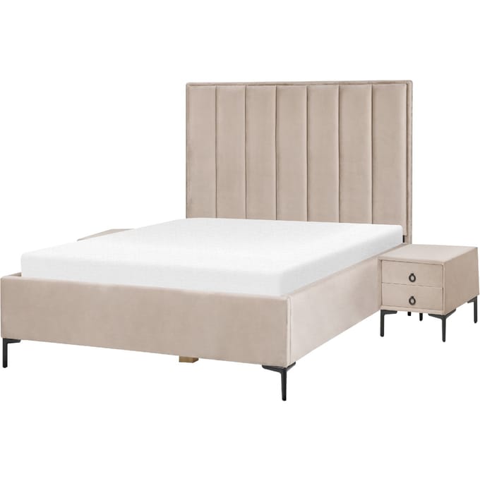 SEZANNE - Slaapkamerset - Taupe - 140 x 200 cm - Fluweel