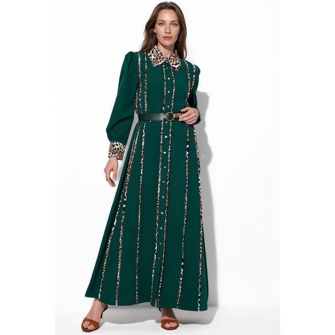 Leopardprint Maxi Overhemdjurk