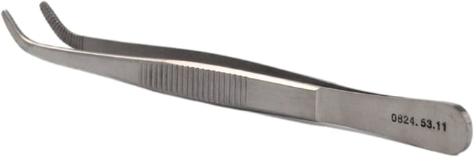 Anatomisch pincet Gebogen Lengte: 11 cm Medipharchem - RVS - Geribbelde bek - Gebogen