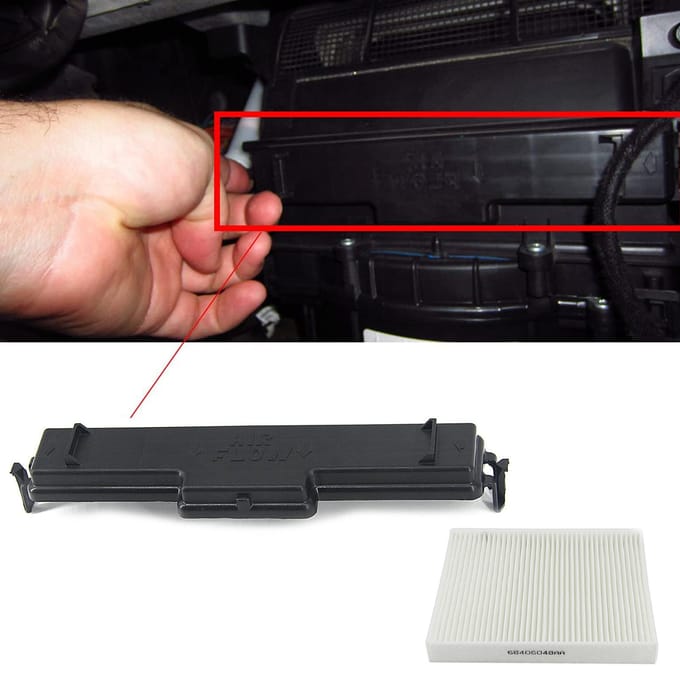 Cabineluchtfilterset, airconditioningfilter en toegangsdeurset vervanging voor Dodge Ram 1500 wit