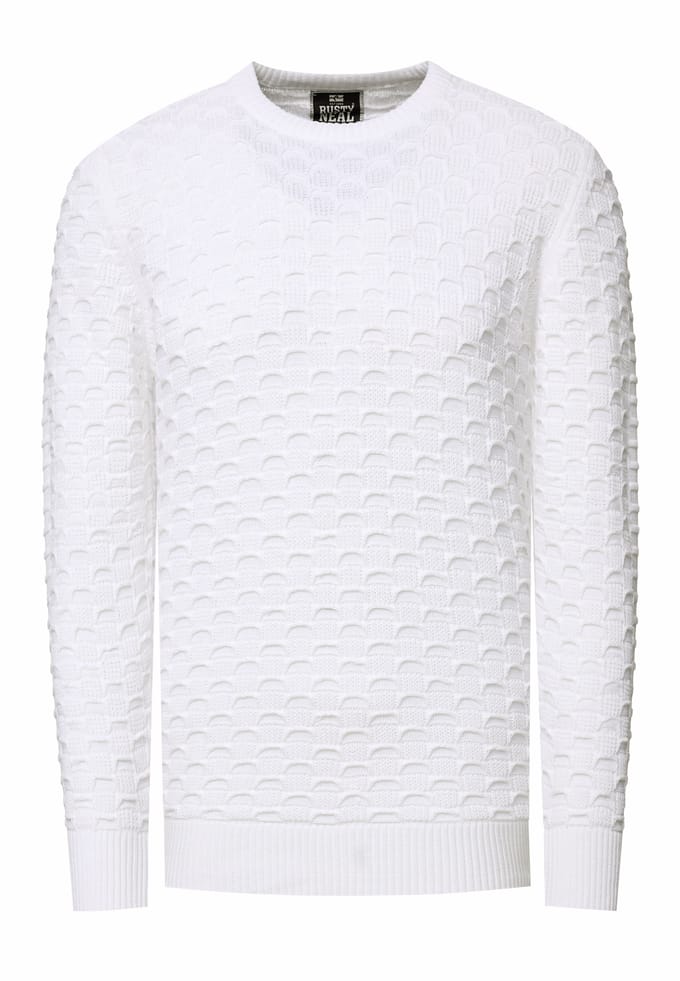 Chunky patroon effen kleur trui met ronde hals