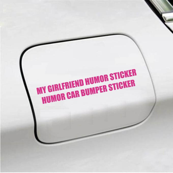 Bumpersticker - My Girlfriend Humor Sticker - 3,5 X 20,6 - Roze