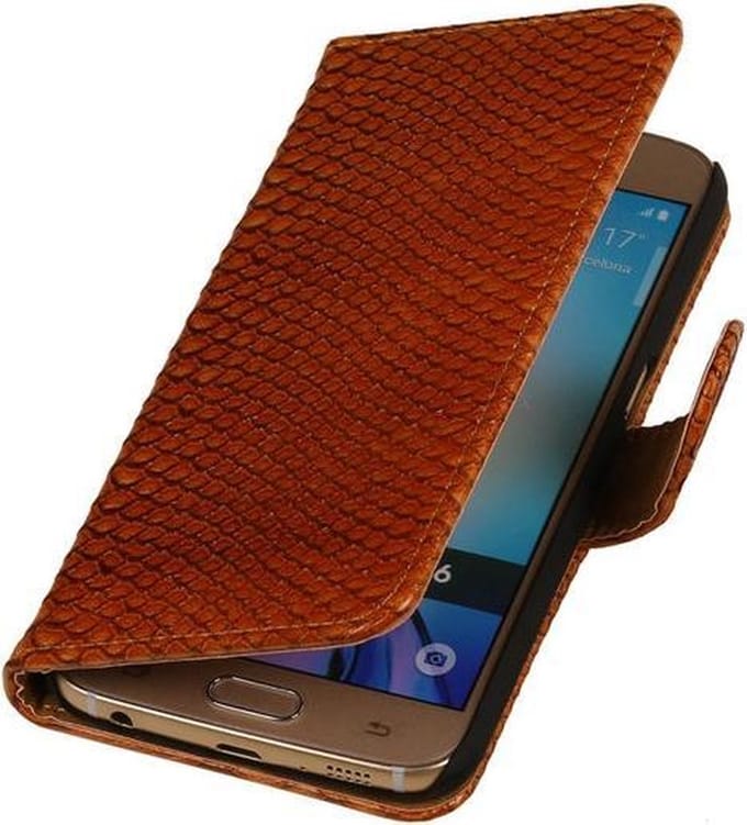 Samsung Galaxy Note 4 - Slang Bruin Booktype Wallet Hoesje