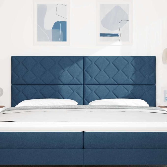 vidaXL - LED - Hoofdbord - Blauw - Stof