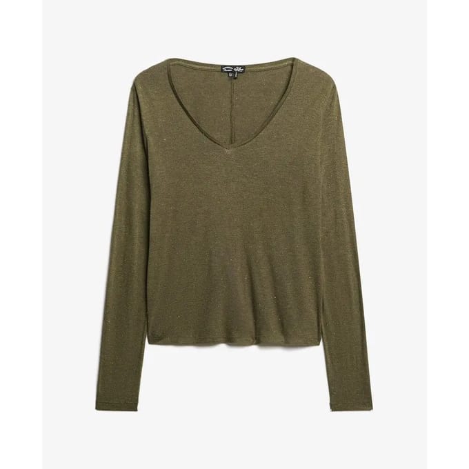 Superdry - Jersey top met V-hals en lange mouwen - Dames