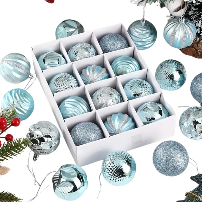 Nivard Kerstballen - Kerstversiering - Plastic - Kerstballenset - Blauw - 12 stuks